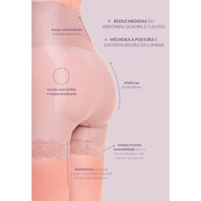 Short Modelador Abdominal Com Renda Blush Incolor