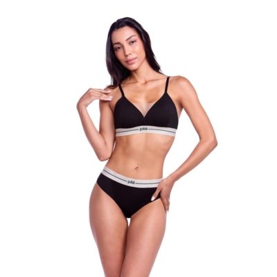 Top Lettering Plie Triângulo Black Incolor