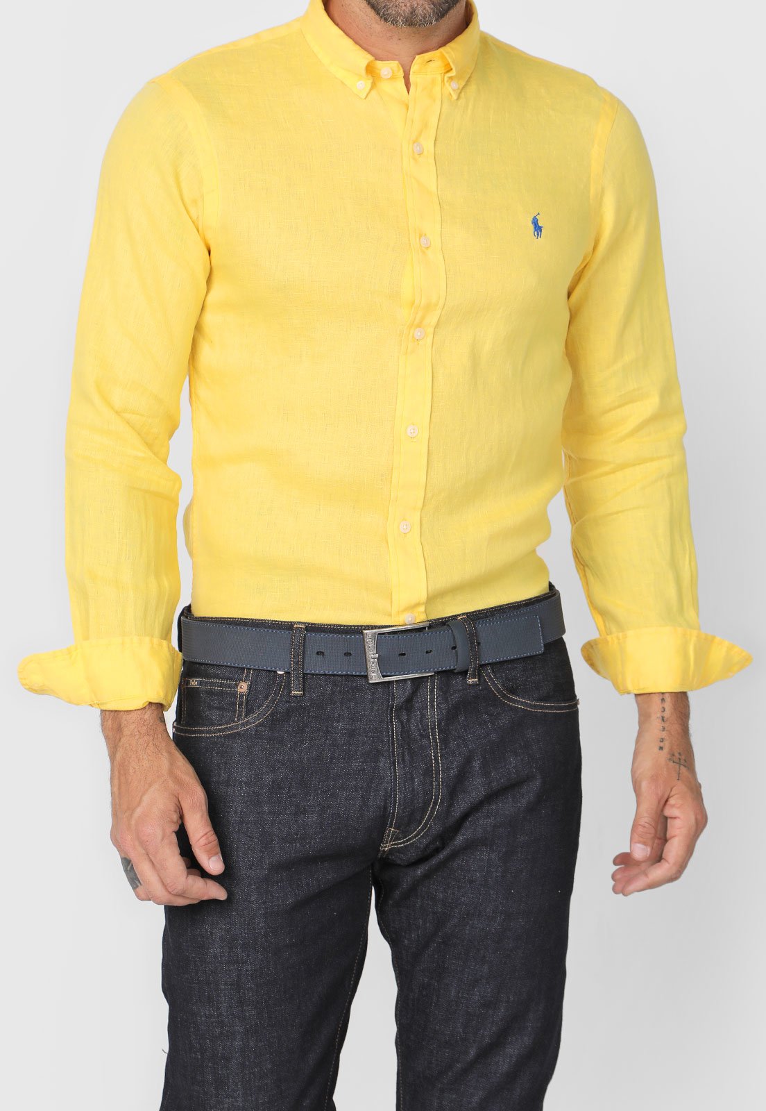 Camisa Masculina Polo Ralph Lauren Amarela - Dona Chica Brechó Online