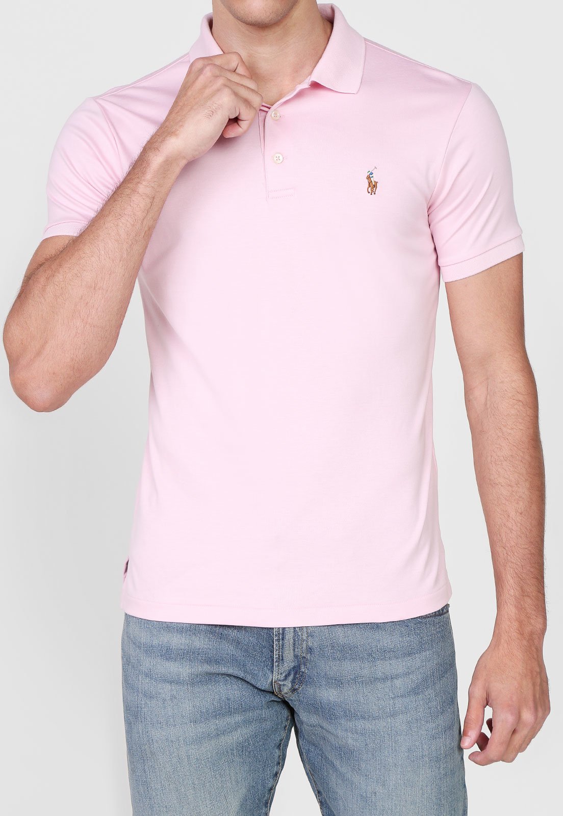 Camisa polo ralph store lauren rosa masculina