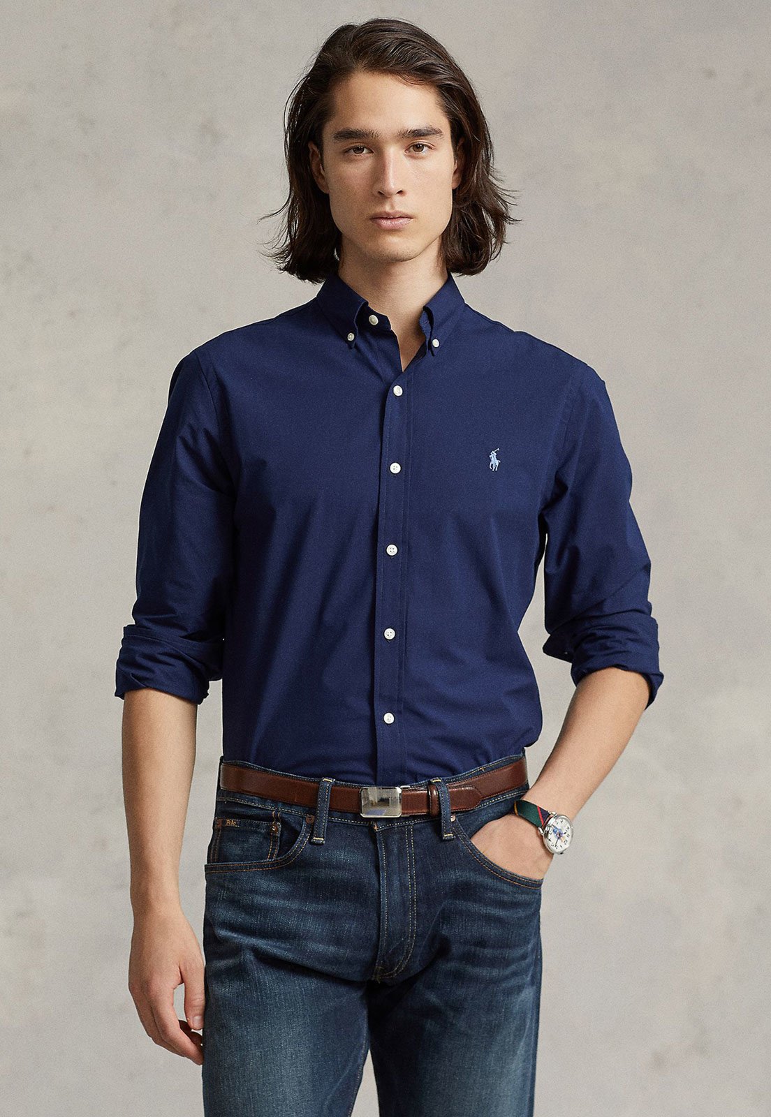 Camisa Polo Ralph Lauren Reta Logo Azul