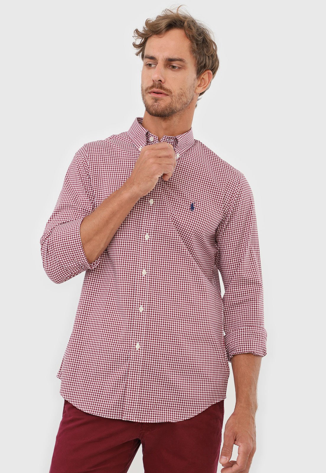 Camisa Polo Ralph Lauren Reta Xadrez Branca/Vinho - Compre Agora | Tricae  Brasil