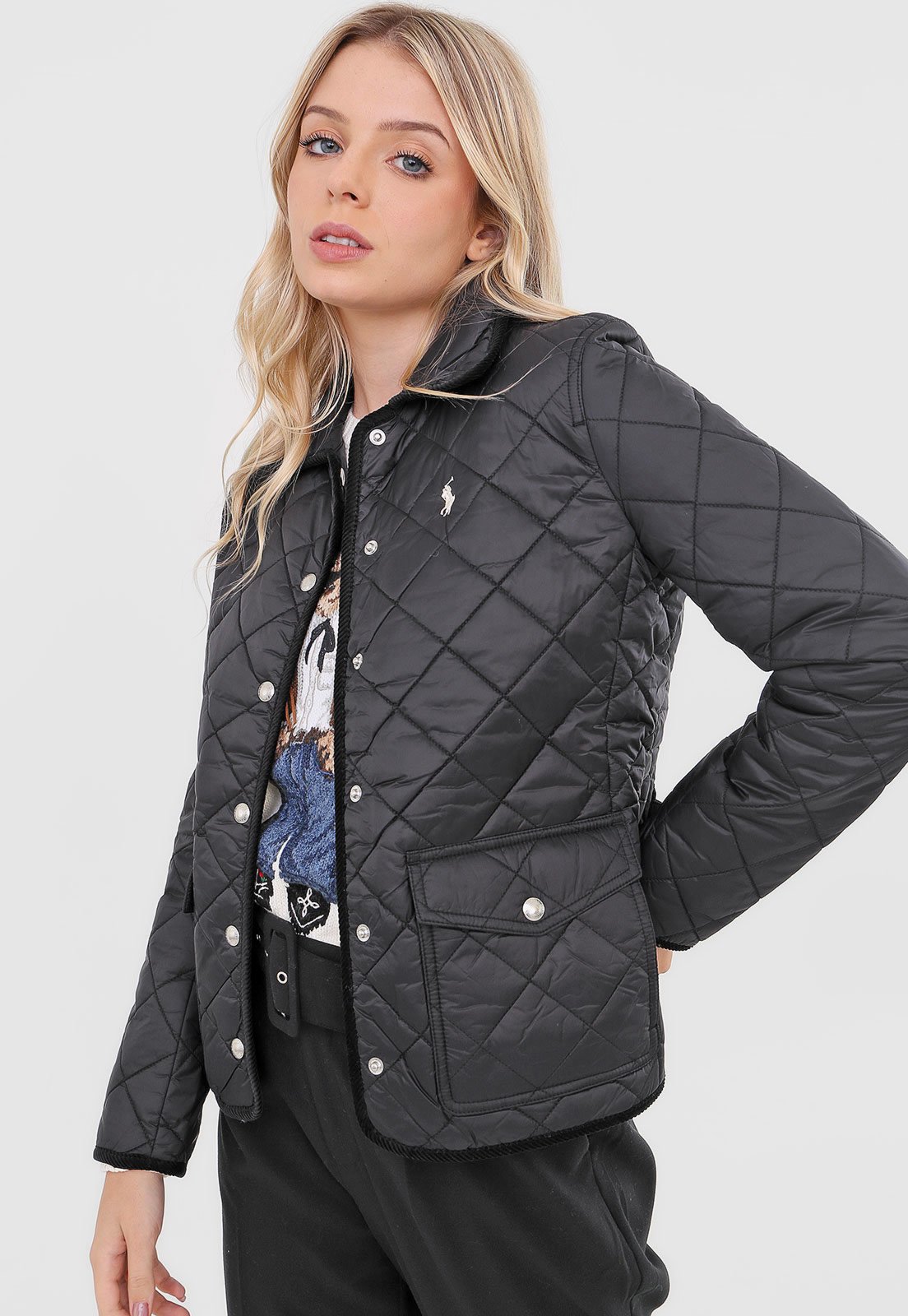 Jaqueta Puffer Matelassê R.L Preto - Mod Store