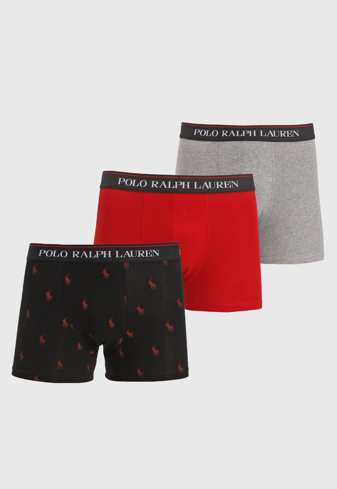 Kit 3pçs Cueca Polo Ralph Lauren Boxer Color Preto