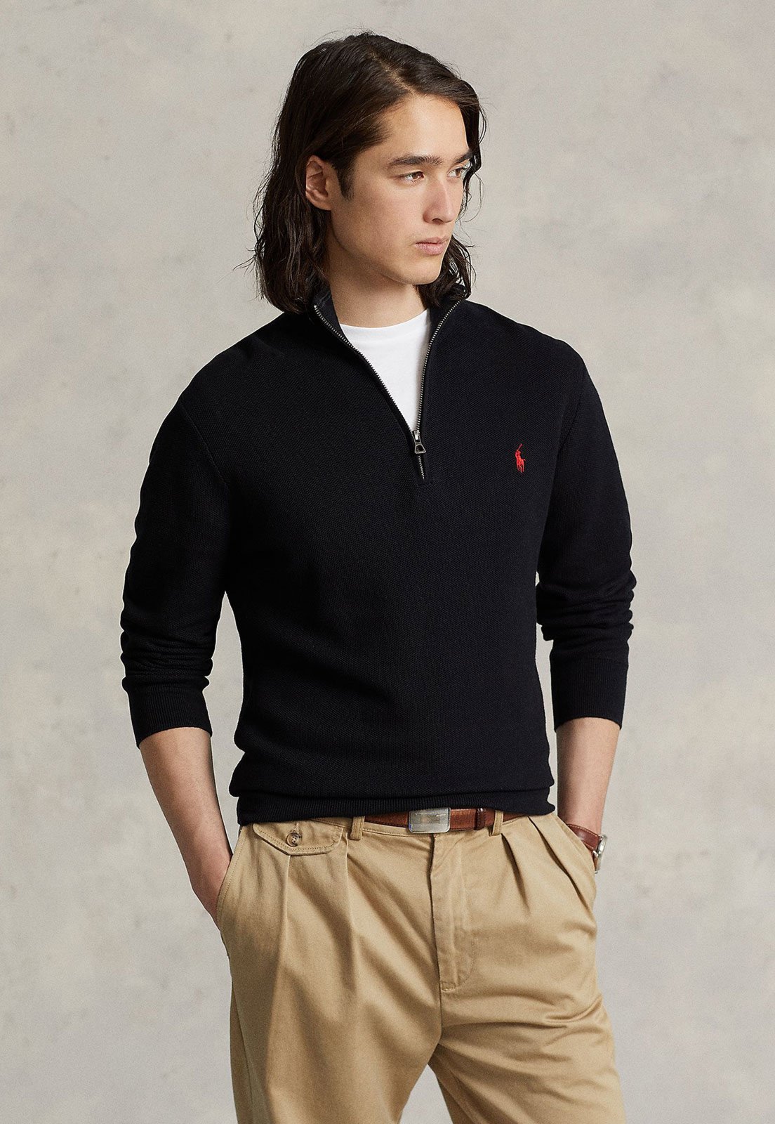 Suéter Tricot Polo Ralph Lauren Reto Logo Preto