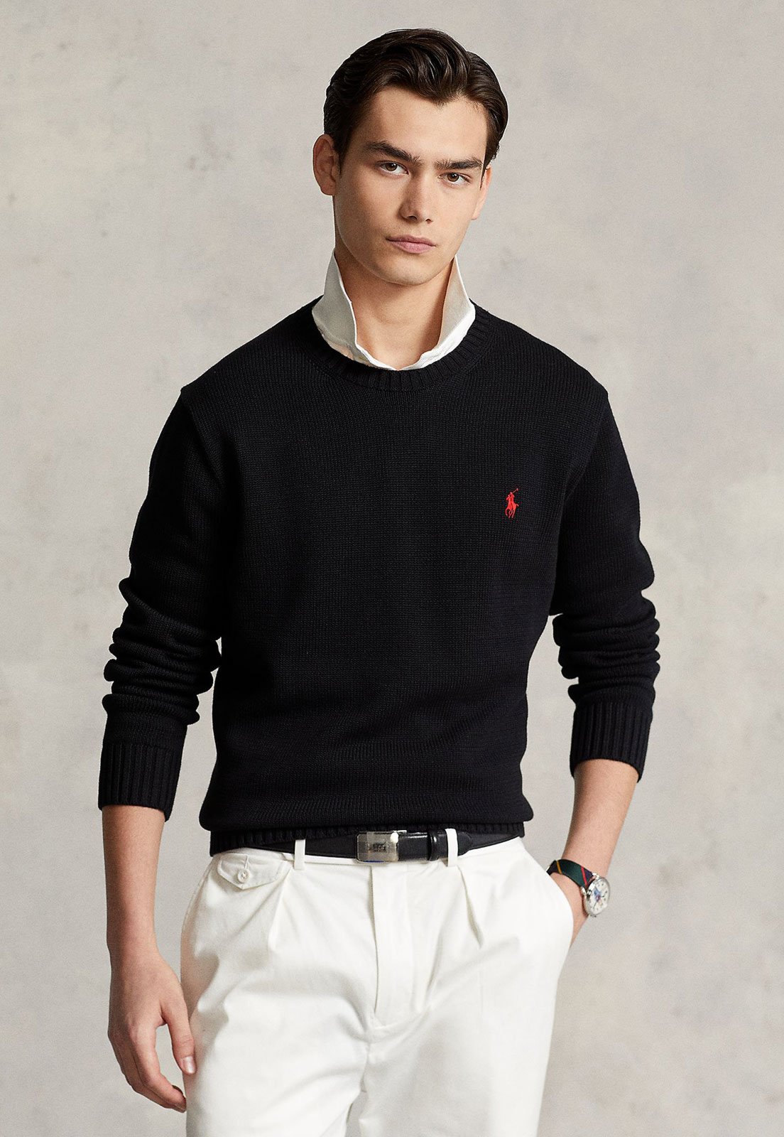 Suéter Tricot Polo Ralph Lauren Reto Logo Preto