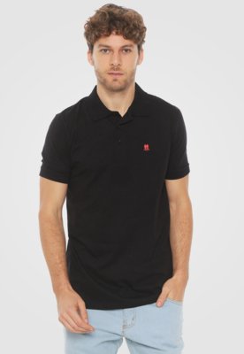 Camisa Polo Polo Wear Reta Lisa Preta Menor preço em Camisa Polo Polo Wear Reta Lisa Preta