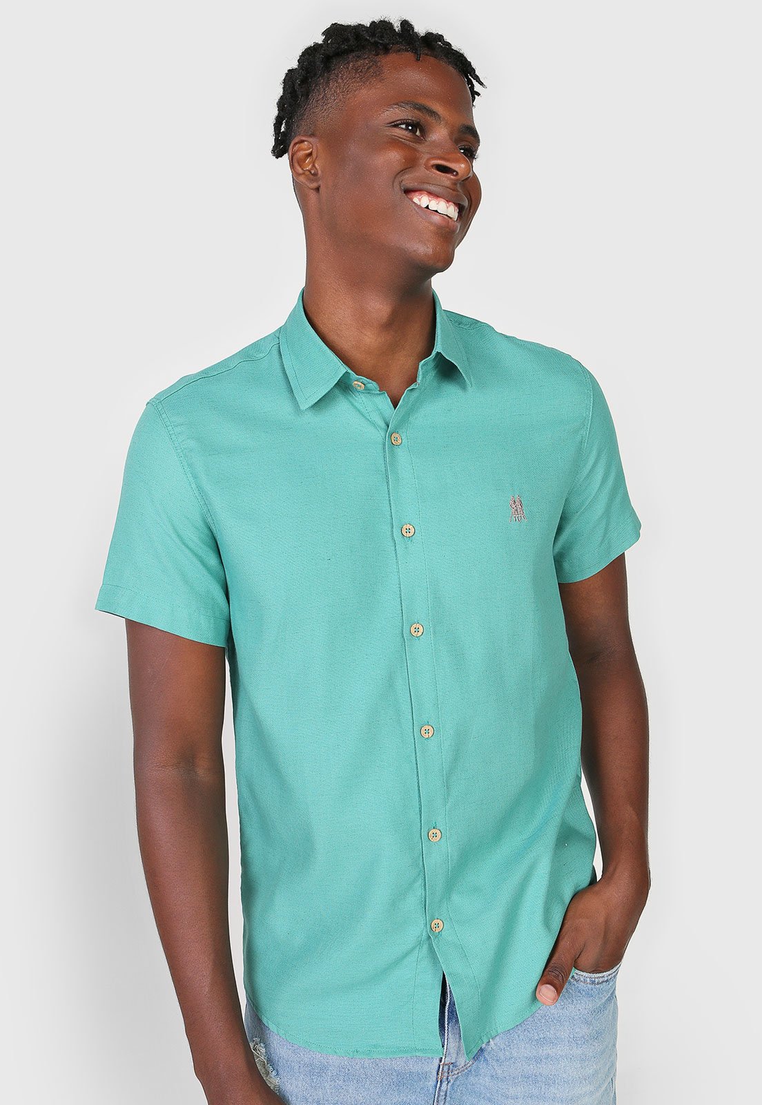 Camisa Polo Wear Reta Botão Verde - Compre Agora