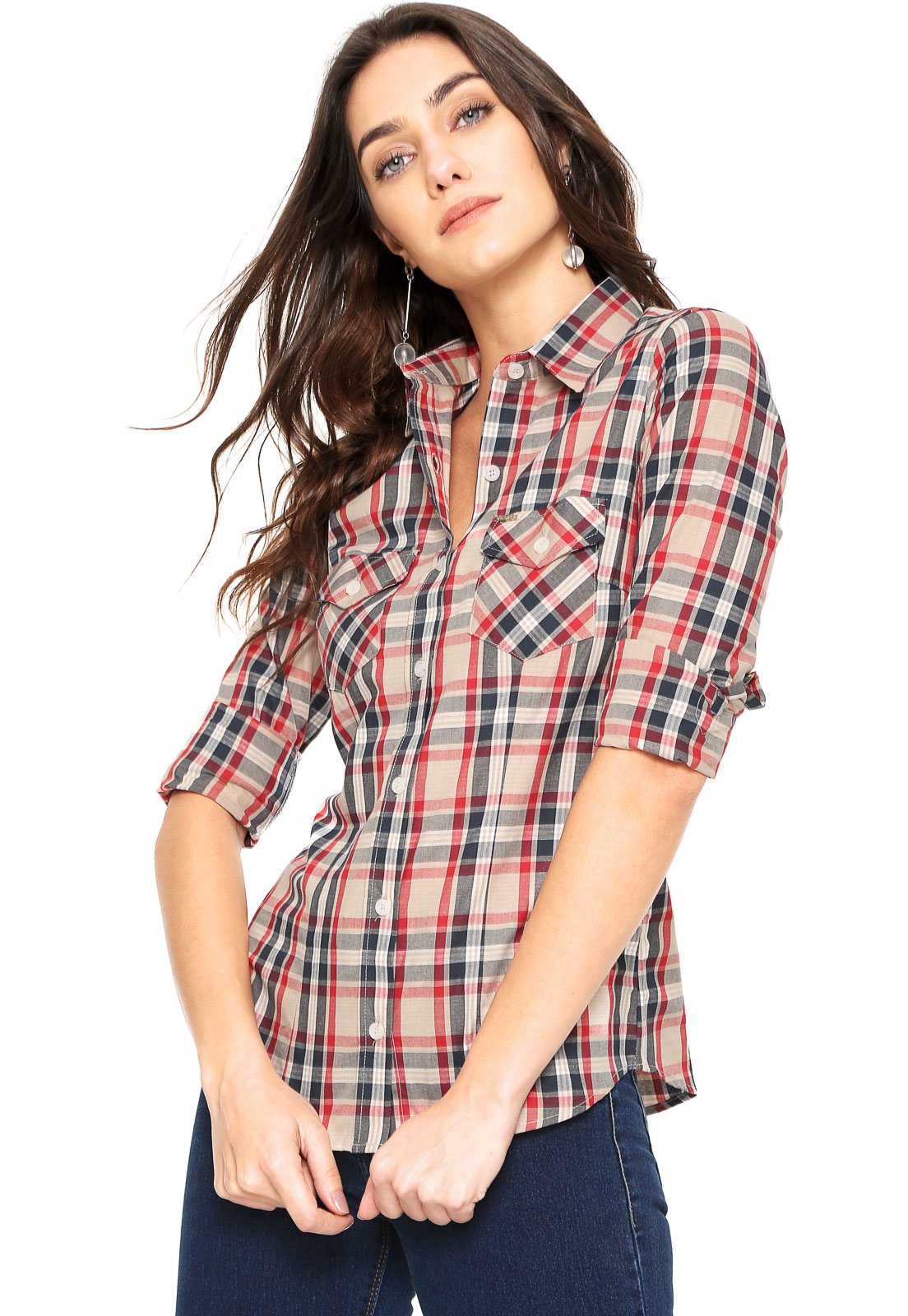 Camisa xadrez sale feminina polo wear