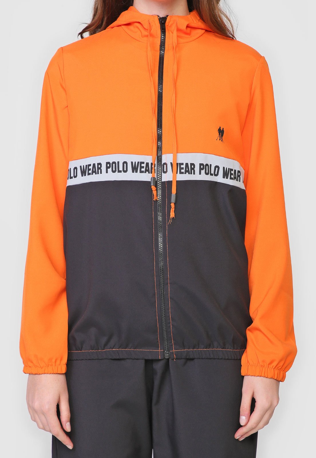Jaqueta corta-vento <em>color block</em> laranja, da Polo Wear