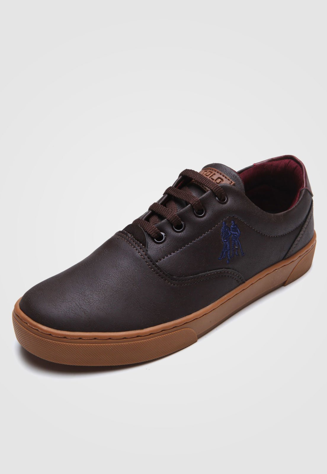 sapatênis polo wear logo marrom