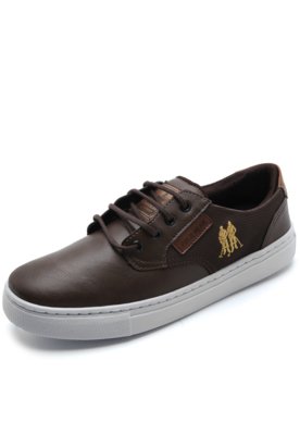 sapatênis polo wear logo marrom