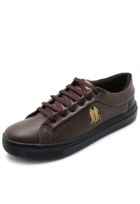 sapatênis polo wear logo marrom
