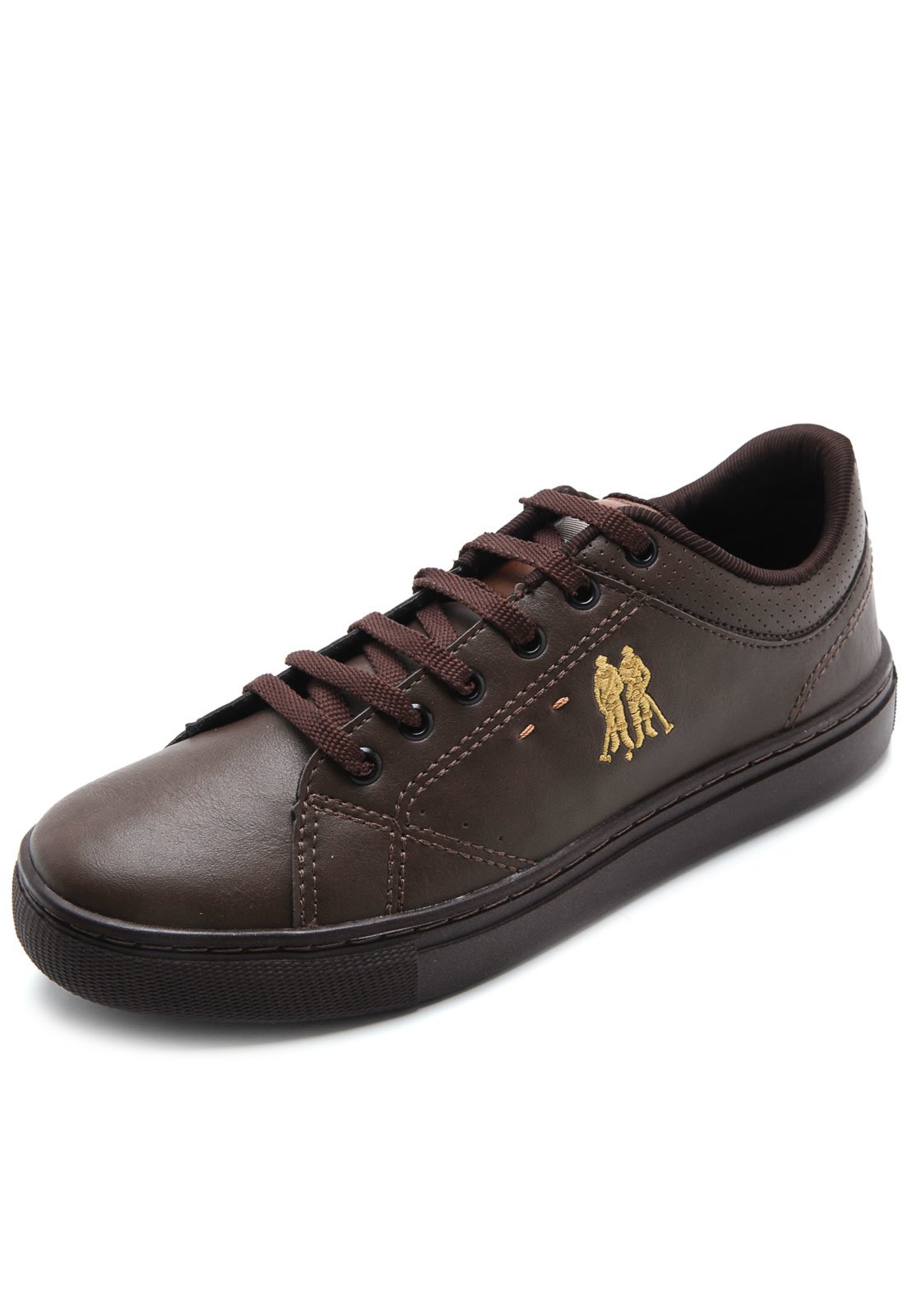 sapatênis polo wear logo marrom