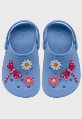 Babuche Popidi Infantil Libelula e Flores Azul
