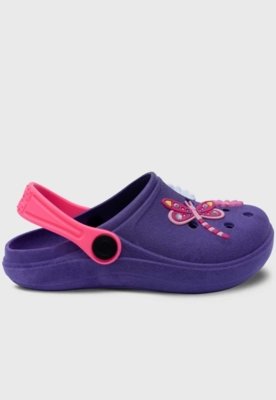 Babuche Pópidi Infantil Libélula e Flores Roxo