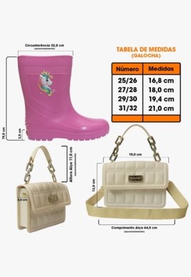 Kit Galocha Unicórnio Bolsa e Tiara Colorida Infantil Pópidi Rosa