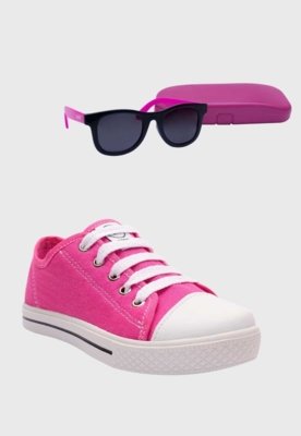 Kit Tenis Popstar Pink e Oculos de Sol Infantil Rosa