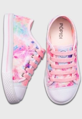 Kit Tenis Popstar Tie Dye e Oculos de Sol Infantil Rosa