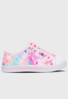 Kit Tenis Popstar Tie Dye e Oculos de Sol Infantil Rosa