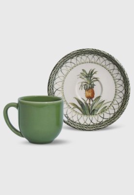 Conjunto 12Pçs Xícaras de Café Porto Brasil Coup Pineapple Branco/Verde Menor preço em Conjunto 12Pçs Xícaras de Café Porto Brasil Coup Pineapple Branco/Verde