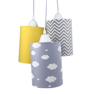 Pendente 3 Tubinhos Cinza E Amarelo Quarto Bebê Infantil Menino Menina Menor preço em Pendente 3 Tubinhos Cinza E Amarelo Quarto Bebê Infantil Menino Menina