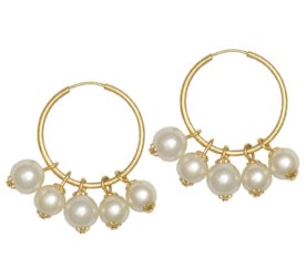 Brinco Prata Mil Argola Tubinho Com Pérolas Dourado Menor preço em Brinco Prata Mil Argola Tubinho Com Pérolas Dourado