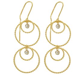 Brinco Prata Mil Gancho Com Argola Fio Torcido E Strass Dourado Menor preço em Brinco Prata Mil Gancho Com Argola Fio Torcido E Strass Dourado