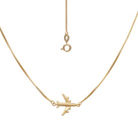 Gargantilha Prata Mil Com Avião Dourado Menor preço em Gargantilha Prata Mil Com Avião Dourado