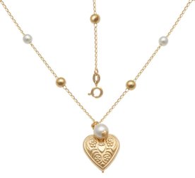 Gargantilha Prata Mil Com Bolas Abs Com Pérolas E Coração Dourado Menor preço em Gargantilha Prata Mil Com Bolas Abs Com Pérolas E Coração Dourado