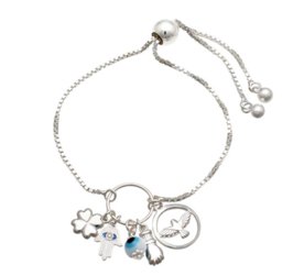 Pulseira Prata Mil Prata Gravatinha Com Berloques Sorte Menor preço em Pulseira Prata Mil Prata Gravatinha Com Berloques Sorte