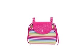 Bolsa Infantil Princesa Pink Mochila Listrada Tampa Glitter Multicolorido Menor preço em Bolsa Infantil Princesa Pink Mochila Listrada Tampa Glitter Multicolorido