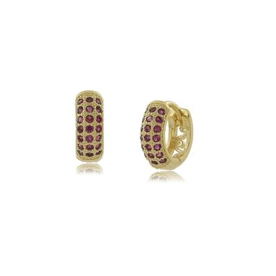 Brinco Priscila Melo Joias Mini Argola Com Zircônias Rosa Dourado Menor preço em Brinco Priscila Melo Joias Mini Argola Com Zircônias Rosa Dourado