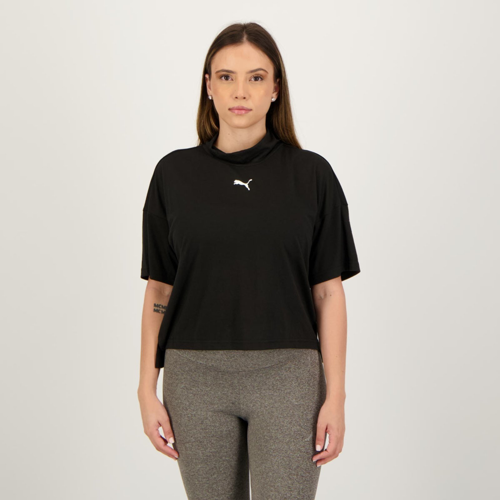 Camiseta Puma Open Road Gola Alta Feminina Preta