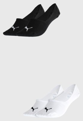 Kit 2pçs Meia Puma Invisível Logo Preta