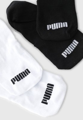Kit 2pçs Meia Puma Invisível Logo Preta