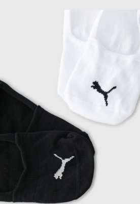 Kit 2pçs Meia Puma Invisível Logo Preta