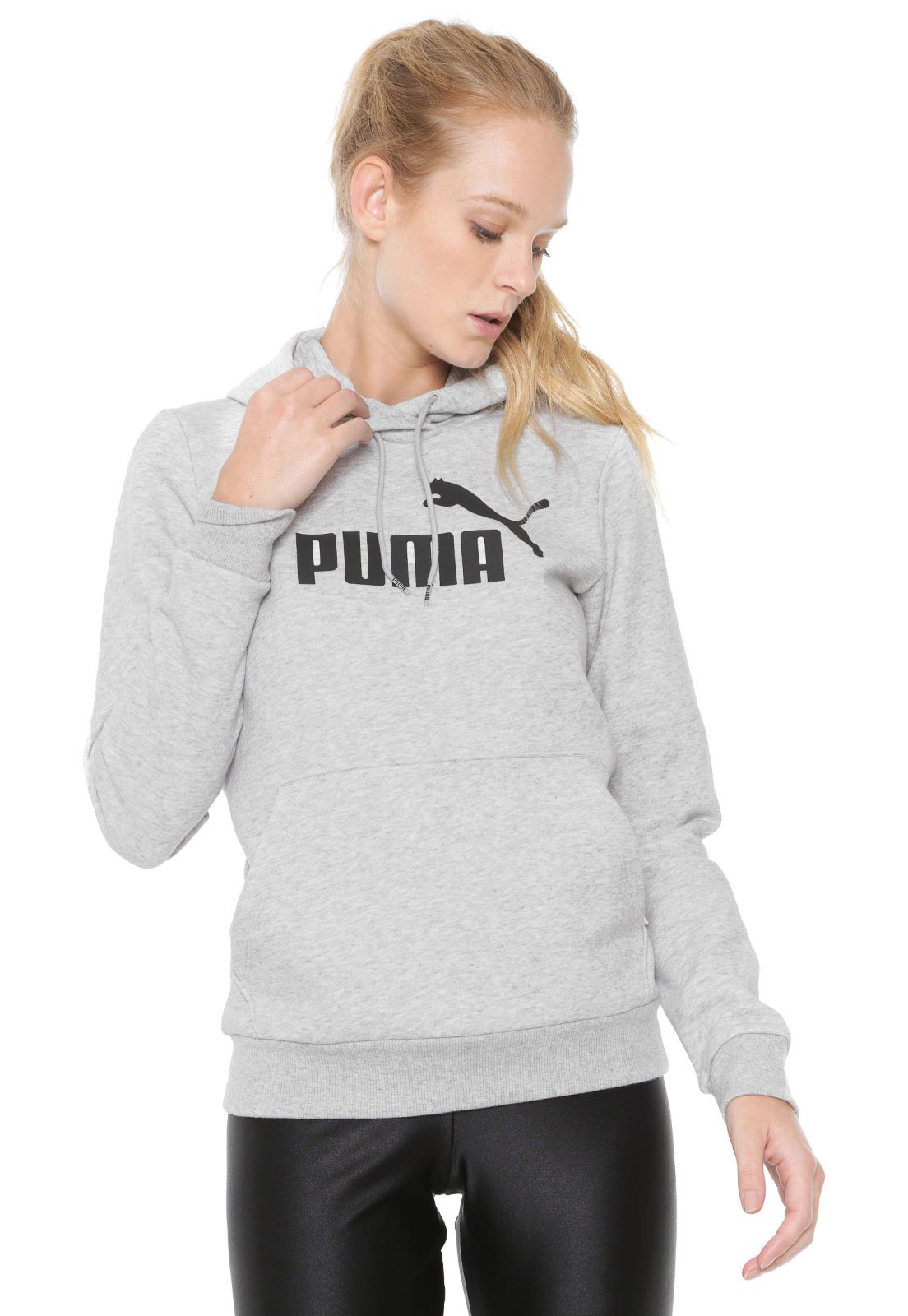 womens grey puma moletom com capuz