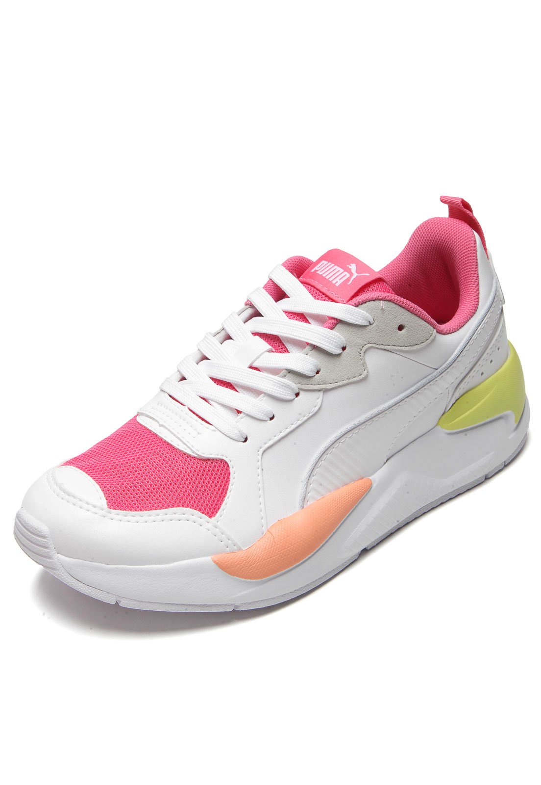 tenis puma rosa e branco