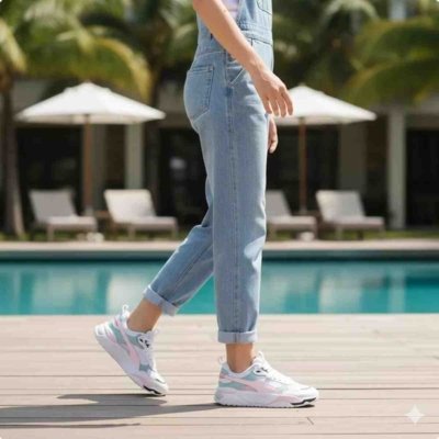 Tênis Casual Feminino Puma Trinity Branco Rosa Turquesa