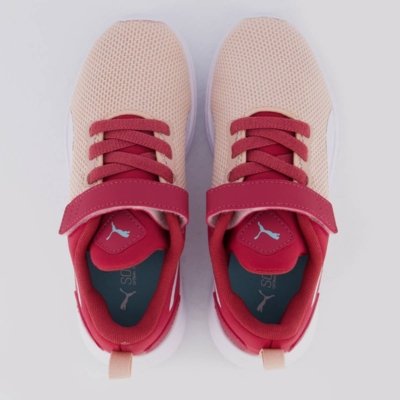 Tênis Puma Flyer Runner V PS Infantil Rosa e Branco