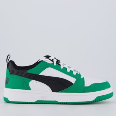Tênis Puma Rebound V6 Juvenil Branco e Verde