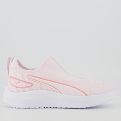 Tênis Puma Sky Runner Slip On Bold Bdp Infantil Rosa e Branco