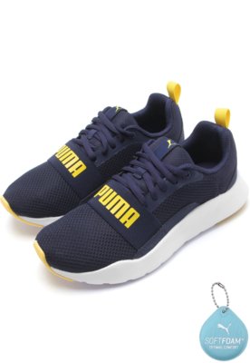 Tênis Puma Menino Wired Jr Azul-Marinho Menor preço em Tênis Puma Menino Wired Jr Azul-Marinho