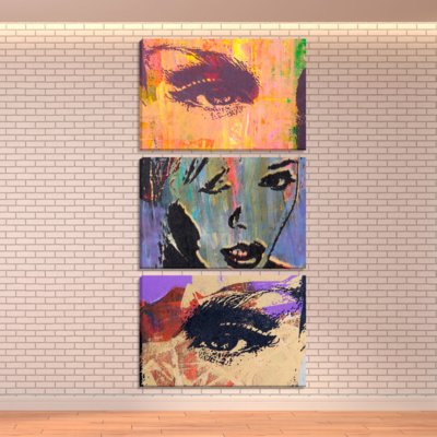 Conjunto Pump UP de 3 Telas Decorativas Estilo Pintura Rosto Feminino Único Menor preço em Conjunto Pump UP de 3 Telas Decorativas Estilo Pintura Rosto Feminino Único