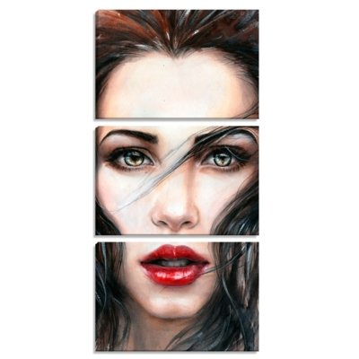 Conjunto Pump UP de 3 Telas Decorativas Pintura Rosto Feminino Único Preto Menor preço em Conjunto Pump UP de 3 Telas Decorativas Pintura Rosto Feminino Único Preto