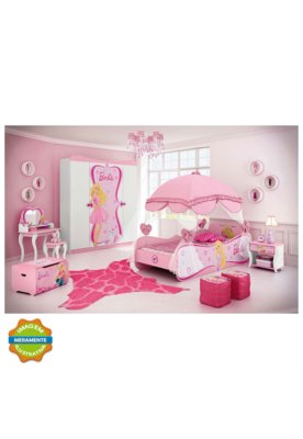 Cama Infantil Barbie Happy Pura Magia Branco/Rosa Pink em Promoção