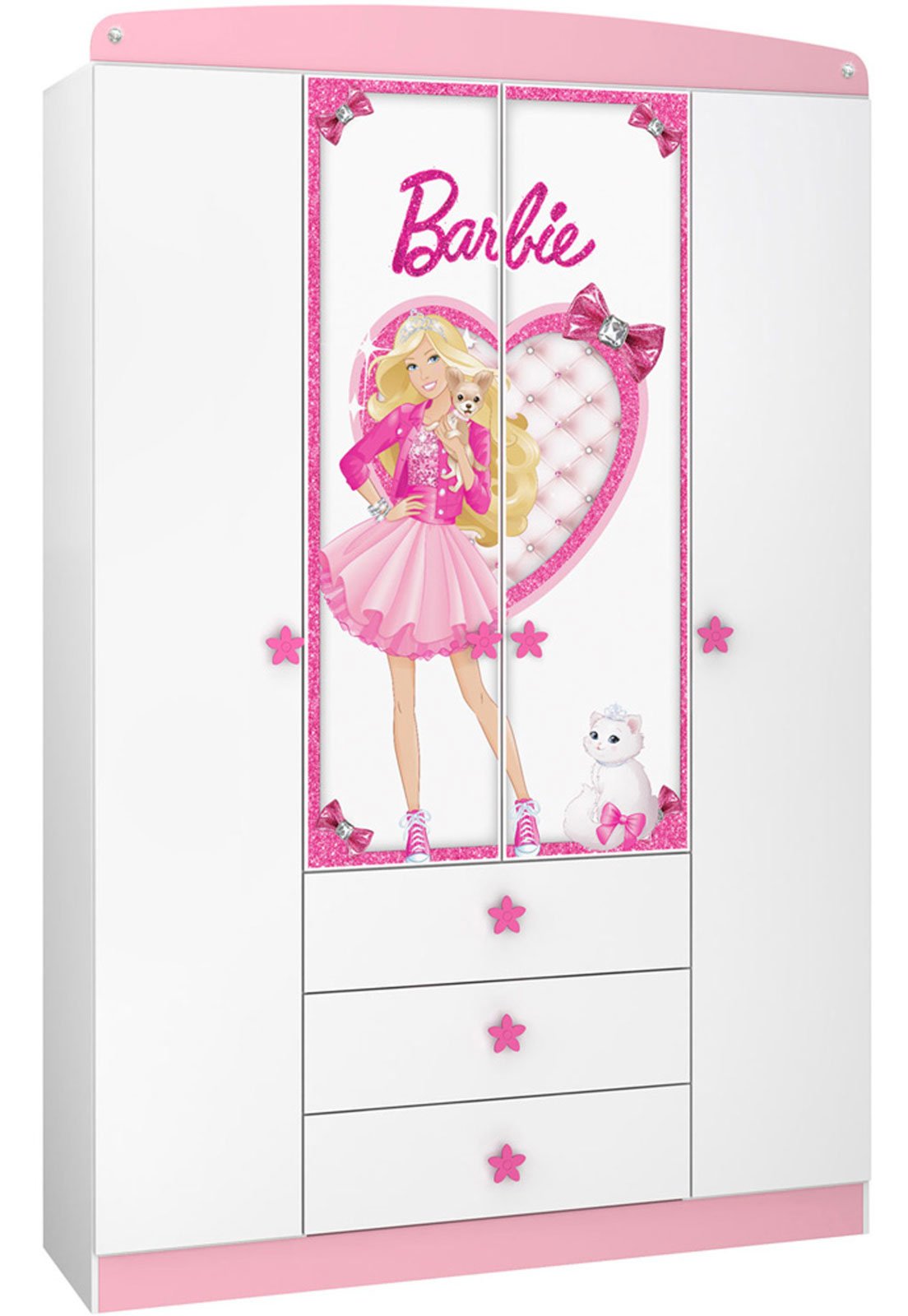 Guarda-Roupa Barbie 4 Portas Star Branco e Rosa Pura Magia - Compre Agora