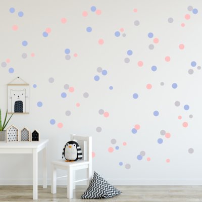 Adesivo Infantil Bolinhas Tons de Azul, Cinza e Rosa 96un Menor preço em Adesivo Infantil Bolinhas Tons de Azul, Cinza e Rosa 96un
