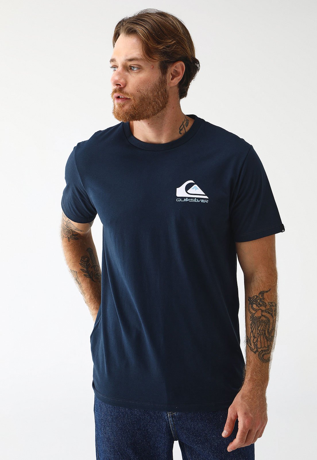 Camiseta Quiksilver Reta Logo Azul-Marinho